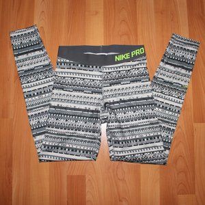 Nike Pro Dri-Fit Sz M Grey White Leggings Pants